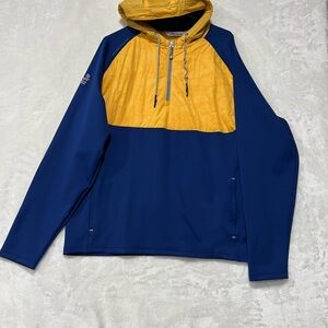 Peter Millar Mens XXL Hyperlight Weld Hybrid Half Zip Blue/Yellow Camo Jacket